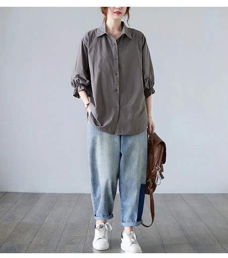 Title 10, New Loose Plus Size Womens Three-quarter Lante...