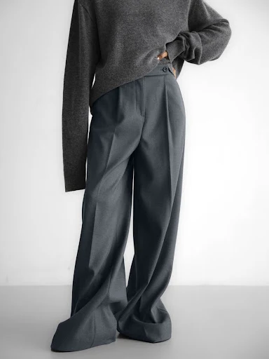 Title 3, Retro Classic Solid Color Commute Loose Suit Pa...