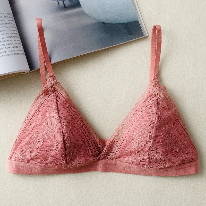 Lace Sexy Bra French Triangle Cup Opaque Single-breasted. Experience comfort and allure with this delicate, yet supporti — photo 4