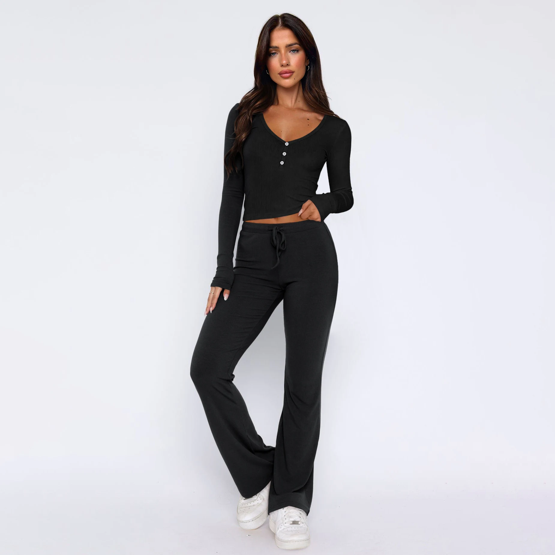 Title 5, Long Sleeve Top And Pants Two-piece Set Fashion...