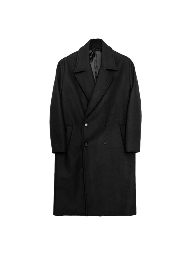 Title 6, Mens Double Breasted Woolen Coat Mid-length Th...