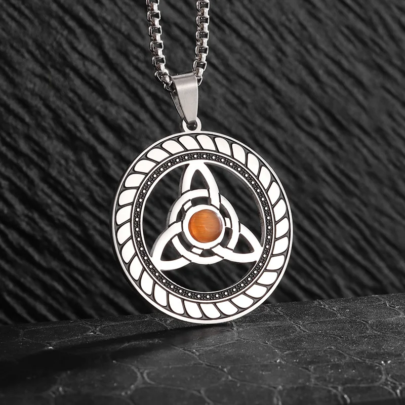 Colar Pingente Nó de Bruxa Aço Inox Masculino Feminino Prata, Joia de proteção e estilo místico, ideal para presentes. — foto 3