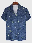 Heren casual vest in grote maten met print en korte mouwen. Europese en Amerikaanse stijl voor een relaxte en modieuze look. — foto 9