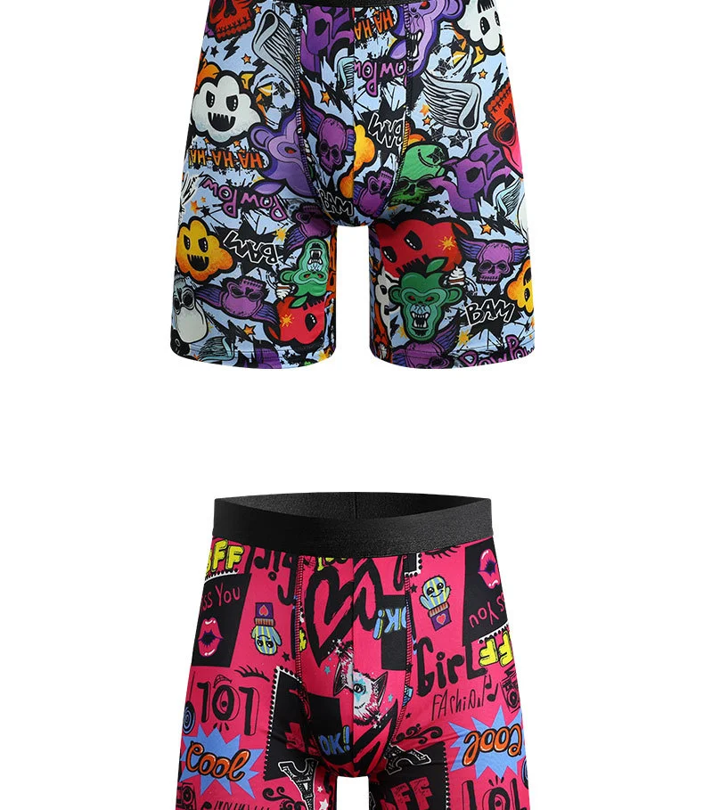 Men's Underwear Graffiti Novel Print Breathable Flat Angle. Comfortable and stylish men's underwear for everyday wear, p — photo 13