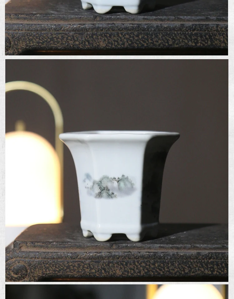 Title 5, Purple Sand Flower Pot Six Square Hexagonal Cer...