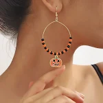 Conjunto de brincos de abóbora, caveira e morcego de Halloween — acessório ideal para fantasias e festas. — foto 8