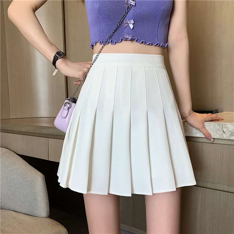 Title 1, Plaid Pleated Skirt for Women High Waist Slim S...