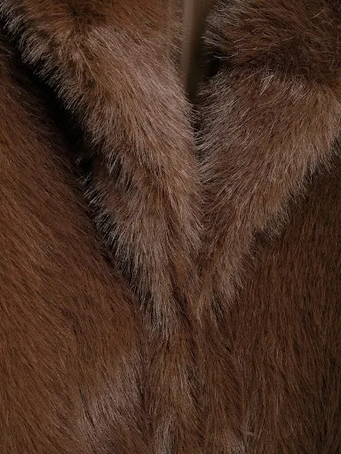 Title 5, Retro lapels mink-like artificial fur effect sh...