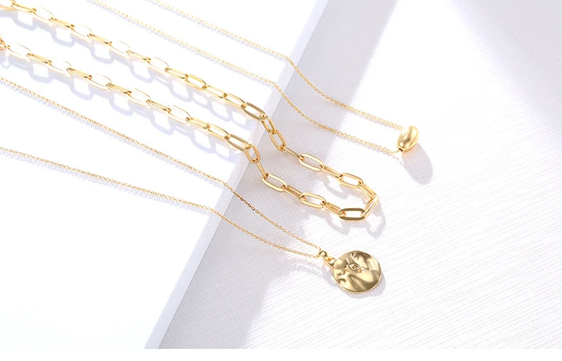 Colar feminino com pingente multicamadas Corrente de clavícula simples e delicada Acessório elegante para realçar seu visual e estilo — foto 11