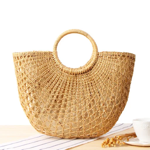 Title 5, Hand-carried Straw Woven Bag Colorful Tassel Ya...