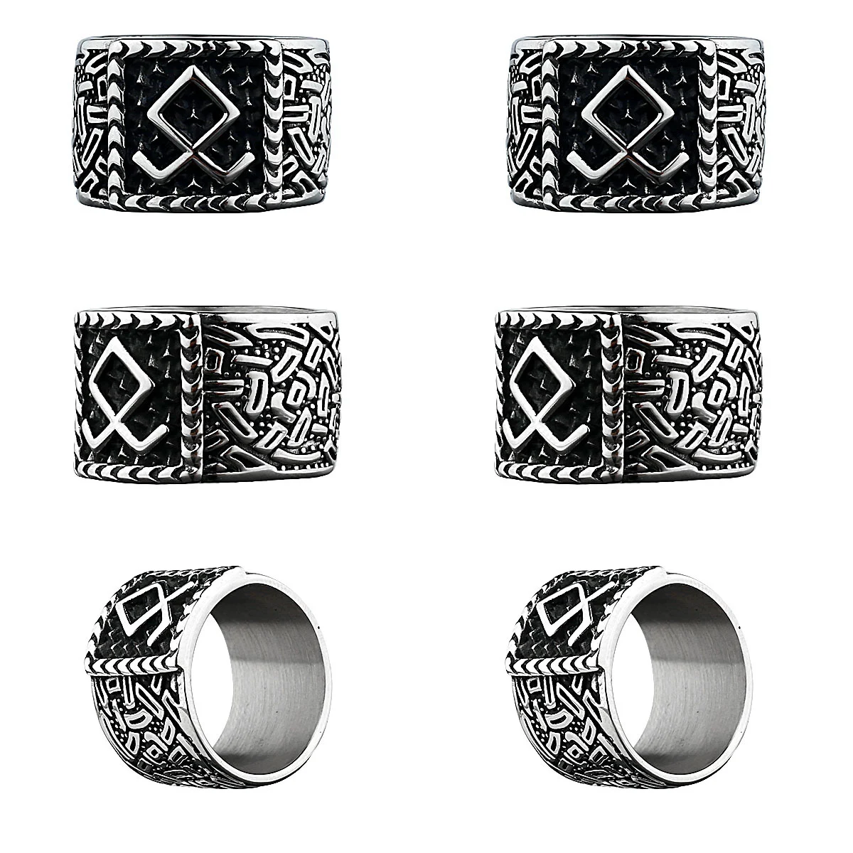 Anel de Runas Criativo Masculino, Moda Exclusiva. Design autêntico para homens que buscam estilo e sofisticação. Um acessório marcante. — foto 8