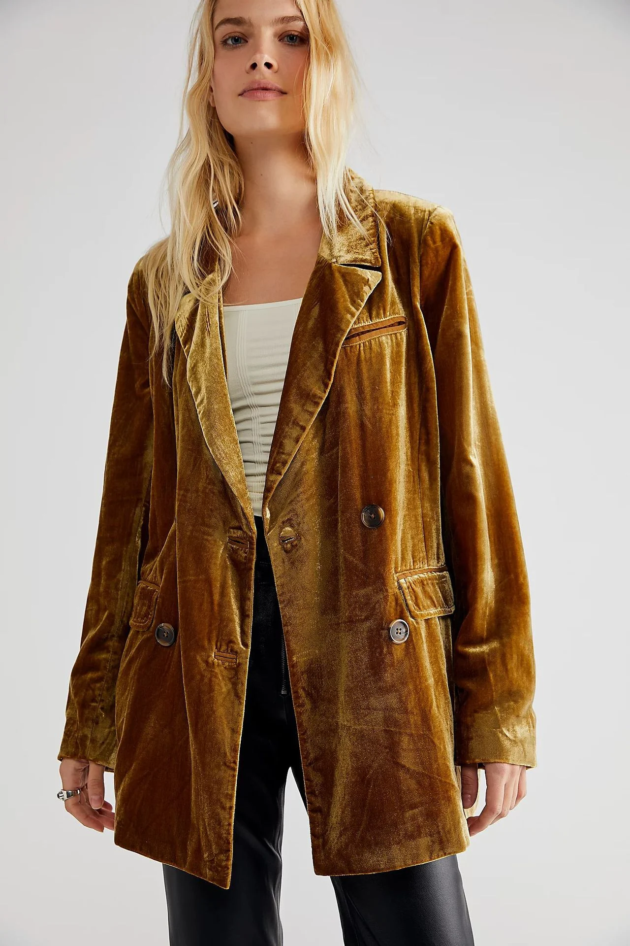 Title 4, Gold Velvet Womens Top European and American S...