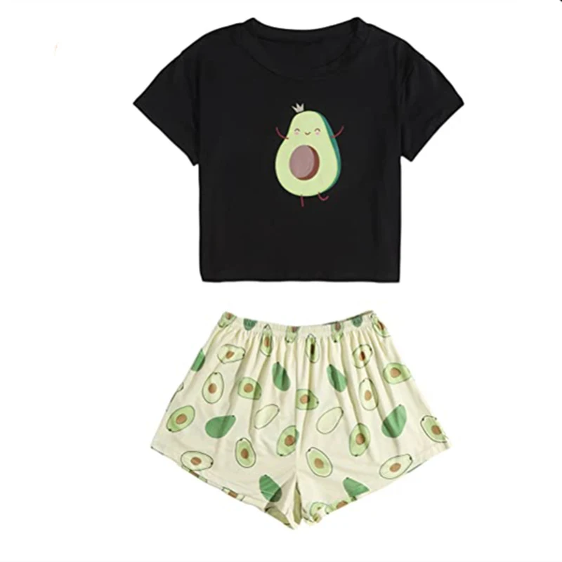 Pijama fofo feminino com estampa, conjunto de shorts e mangas curtas, perfeito para noites de verão, confortável e charmoso. — foto 14