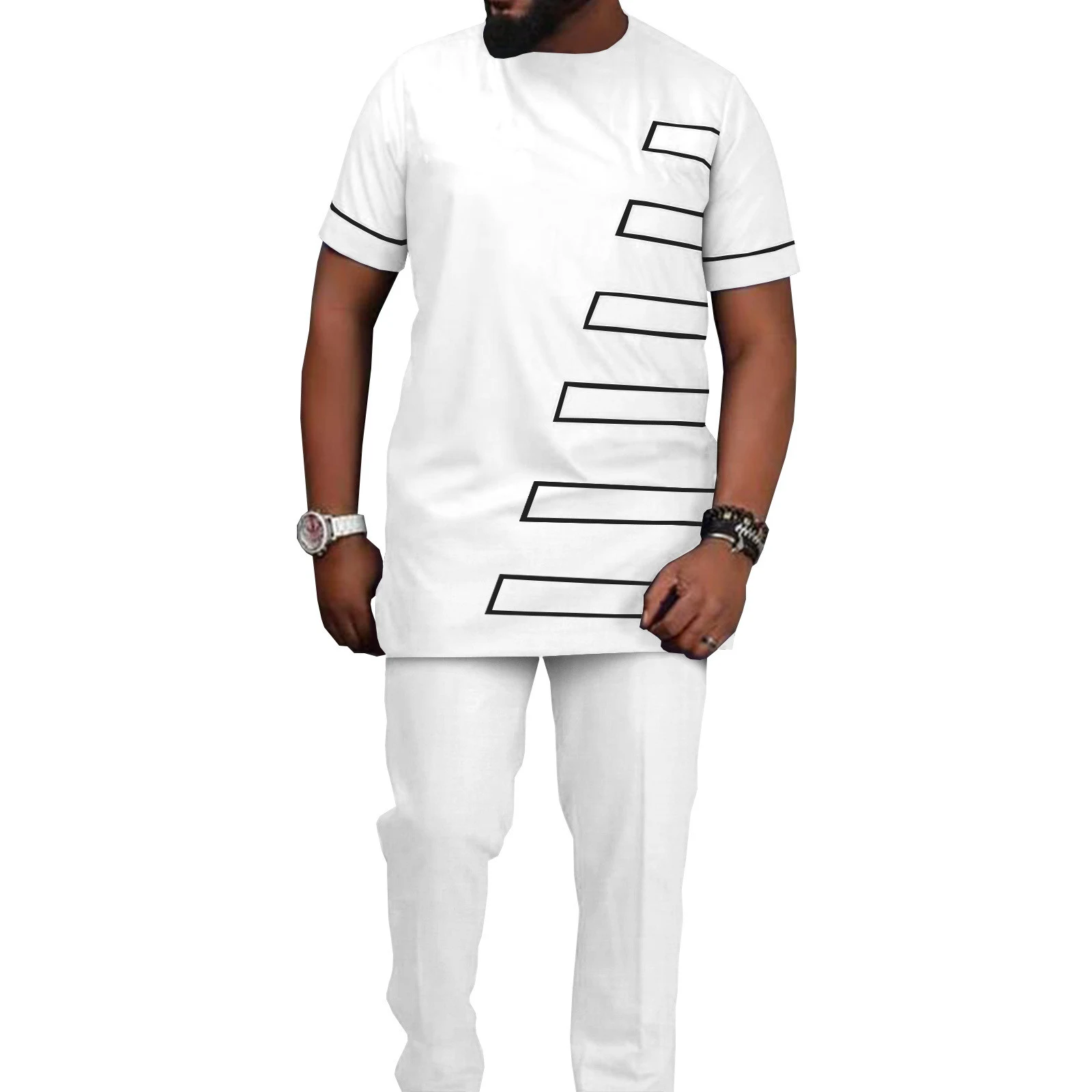 African Ethnic Printed Batik Men's Casual Suit, comfortable and stylish for everyday wear, perfect for a relaxed look wi — photo 10