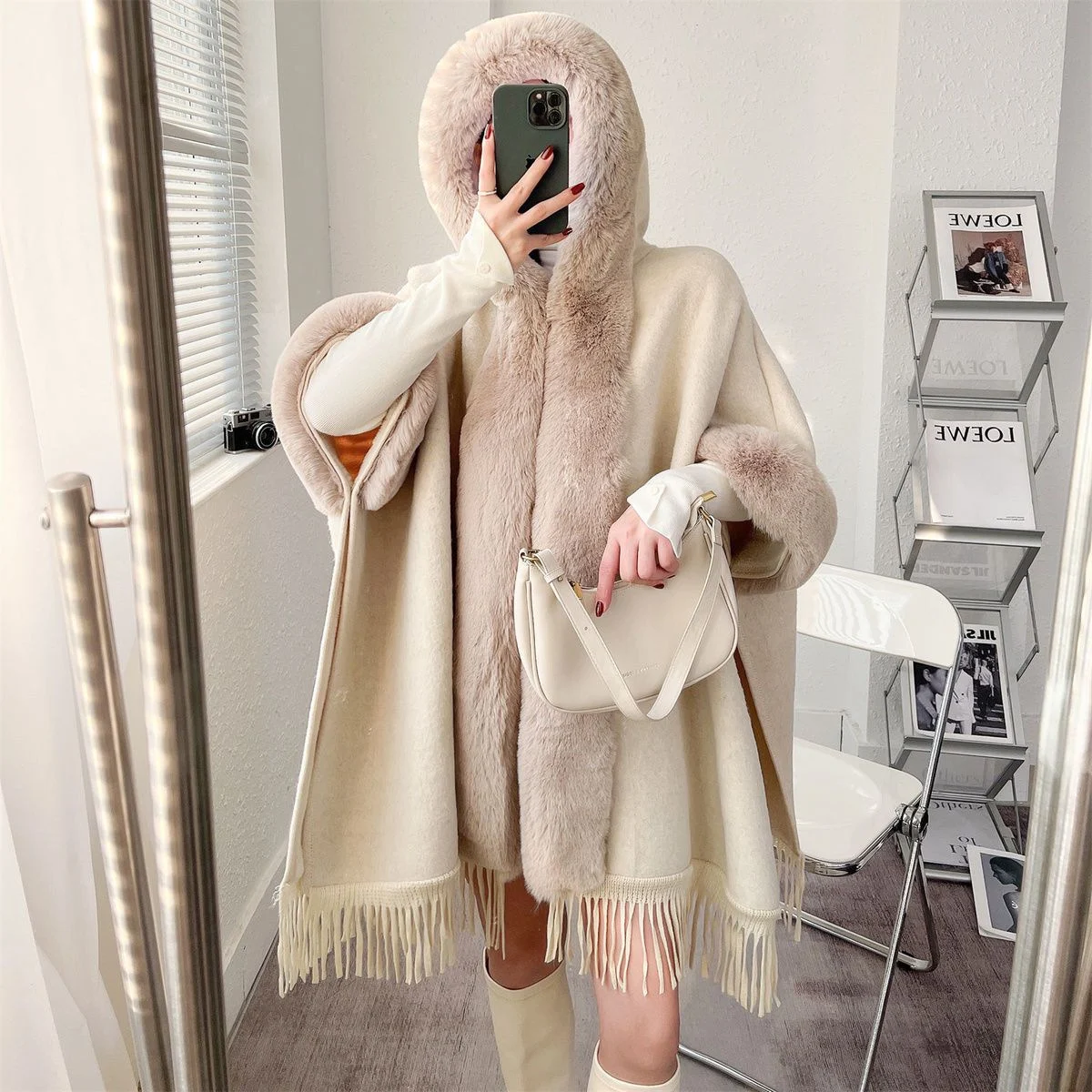 Title 6, Vintage Knitted Tassel Fleece-lined Thickened S...