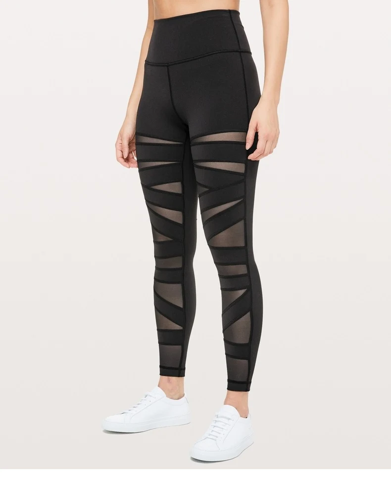 Title 4, Net gauze stitching slim hip-lifting sweatpants...