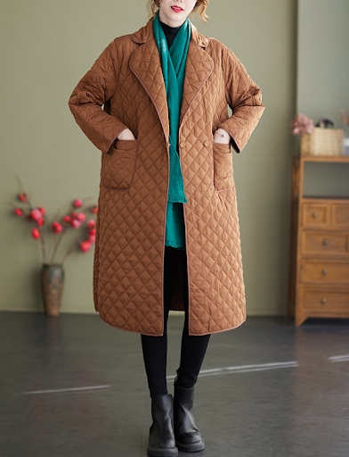 Title 7, Womens Solid Color Mid-Length Cotton Coat Jack...