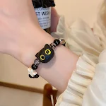 Pulseira de miçangas de pedra natural com gato de desenho animado, estilo doce e legal da moda, um acessório charmoso. — foto 6