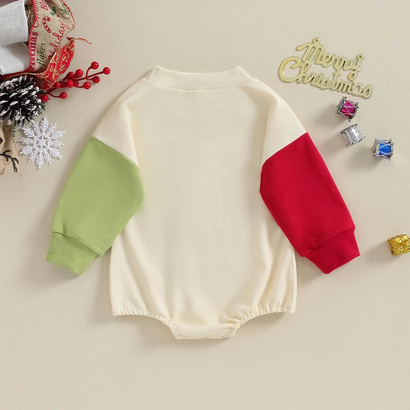 Roupa de Natal para bebê Macacão soltinho para engatinhar Envolve a bunda do bebê Roupa confortável e livre para as festas e brincadeiras — foto 13