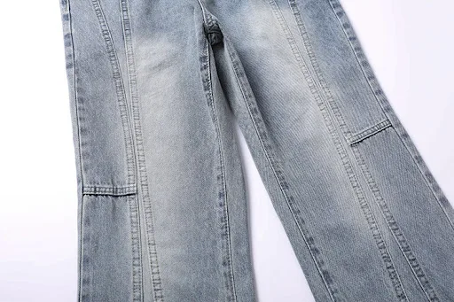 Title 6, Gewassen helder witte losse jeans heren. Comfor...
