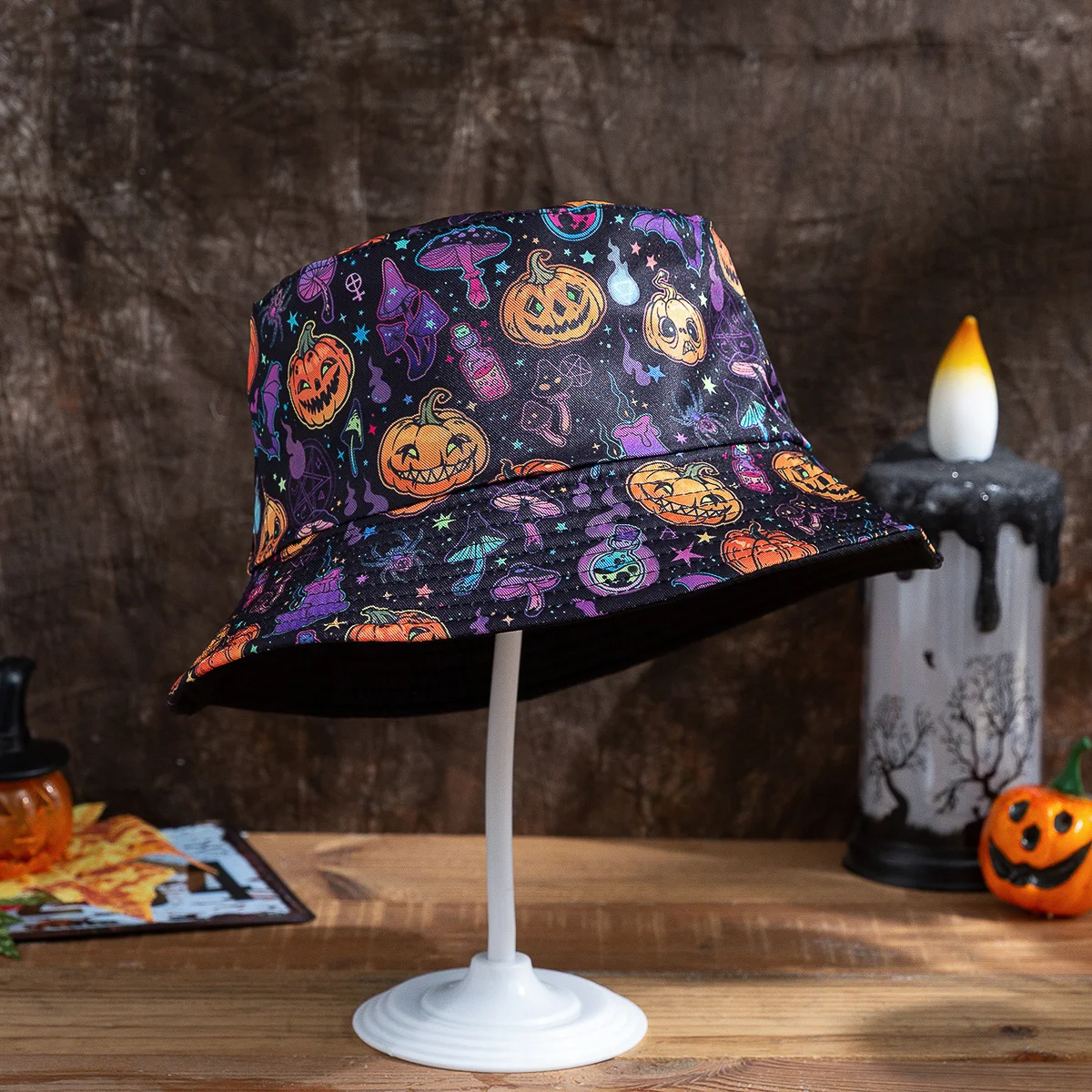 Title 4, Halloween Funny Bat Pumpkin Ghost Reversible Fi...