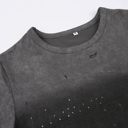 Title 2, American Retro Washed And Worn Letter Print Sho...