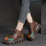 Stivali Martin da donna in pelle colorblock con doppio nastro e platform, per un look alla moda e un comfort duraturo. — foto 6