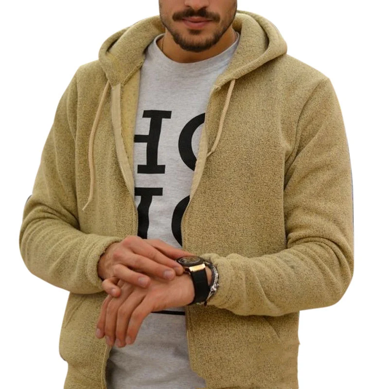 Men's solid color zipper hooded jacket, offering comfort and style for everyday wear. A versatile outerwear piece perfec — photo 4