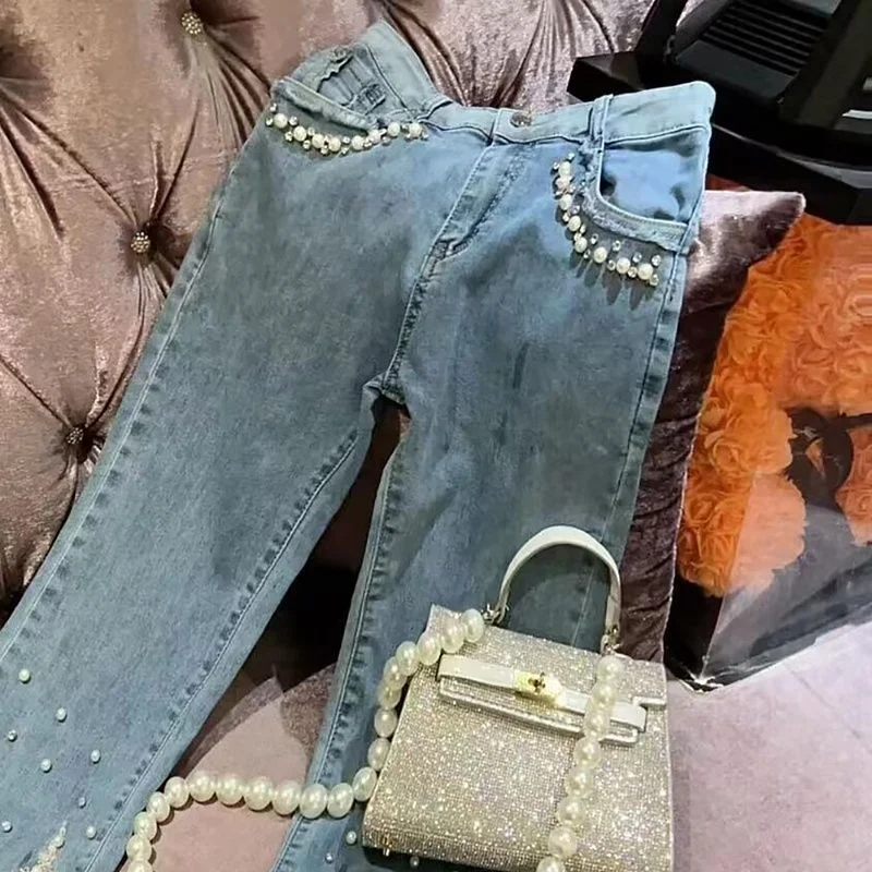 Jeans de mujer con abalorios y lentejuelas para industria pesada, estilo llamativo, durabilidad y moda combinadas para ti. — foto 8