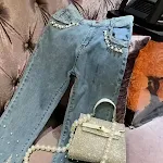 Jeans de mujer con abalorios y lentejuelas para industria pesada, estilo llamativo, durabilidad y moda combinadas para ti. — foto 8