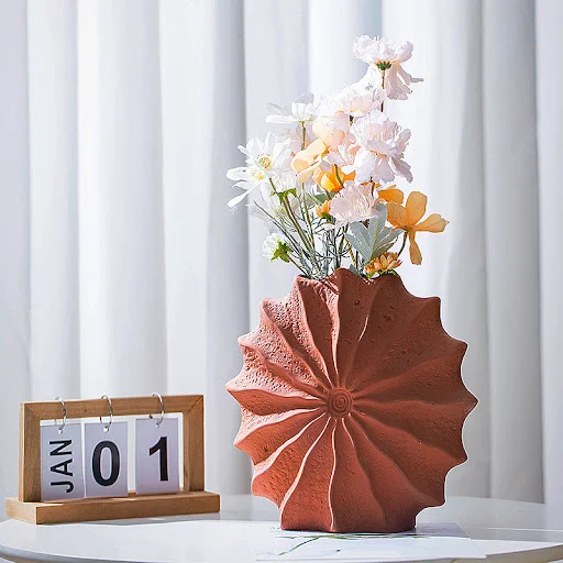 Title 4, Red pottery vase for home decoration, ceramic o...