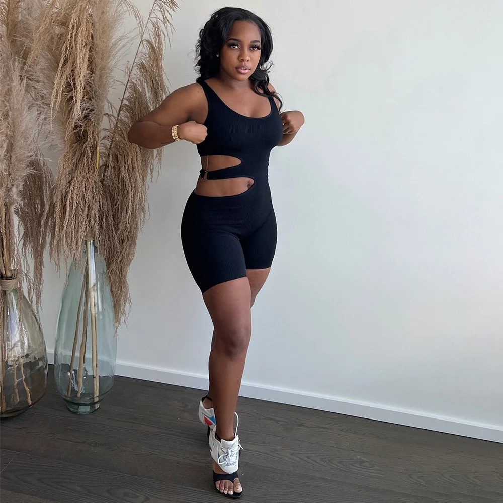 Title 12, Summer Streetwear Bodycon Brown Sleeveless Romper