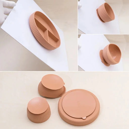 Title 5, Baby Silicone Cookware Feeding Plate Bowl Set N...