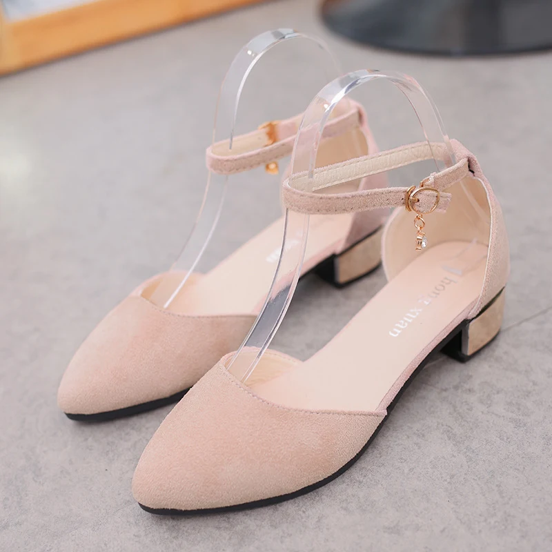 Title 5, Baotou Mid-heel Sandals for Women with Buckle a...