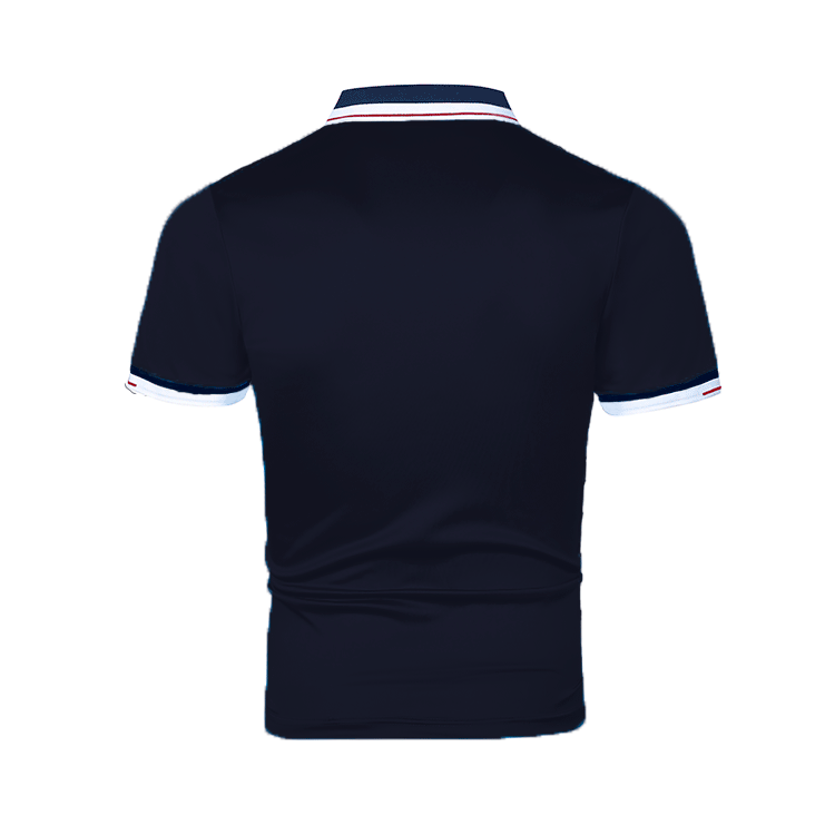 Camiseta masculina de verão com costura contrastante, polo esportiva de manga curta, moda jovem para esportes e uso casual. — foto 6
