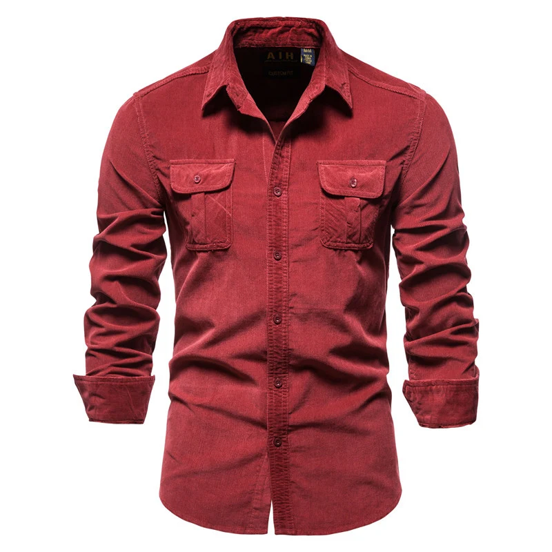 Cotton Japanese Corduroy Slim Casual Men's Shirt – Experience comfort and style. Perfect for a relaxed look, suitable fo — photo 2