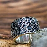 Anel de runas escandinavas masculino Alloy, design nórdico com símbolos históricos, ideal para expressar estilo e personalidade única. — foto 6