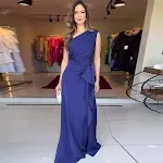 Elegant Slim-fit Dress with Pure Color, Diagonal Collar, and Cinched Waist. Perfect for formal events, parties, and crea — photo 1