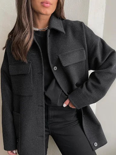 Title 6, Autumn Winter Retro Womens Dark Gray Woolen Co...