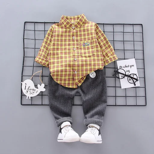 Title 1, Kinder tweedelige baby lange mouwen geruite shi...