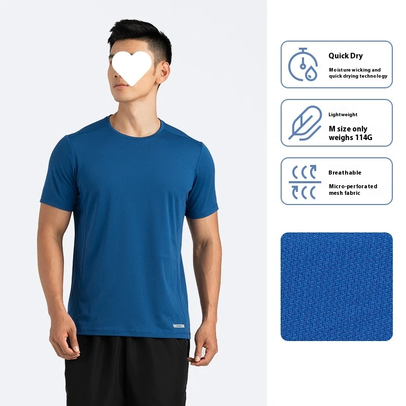 Camiseta masculina de corrida para esportes e fitness, respirável e de secagem rápida. Conforto e desempenho durante seus treinos e atividades físicas. — foto 9