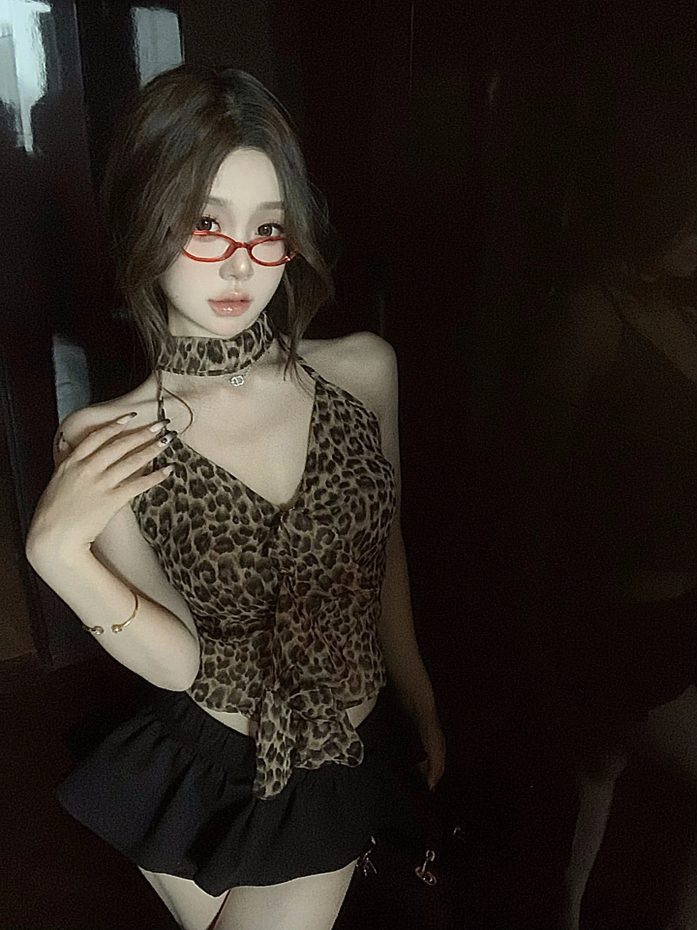 Title 2, American Hot Girl Leopard Print Backless Halter...