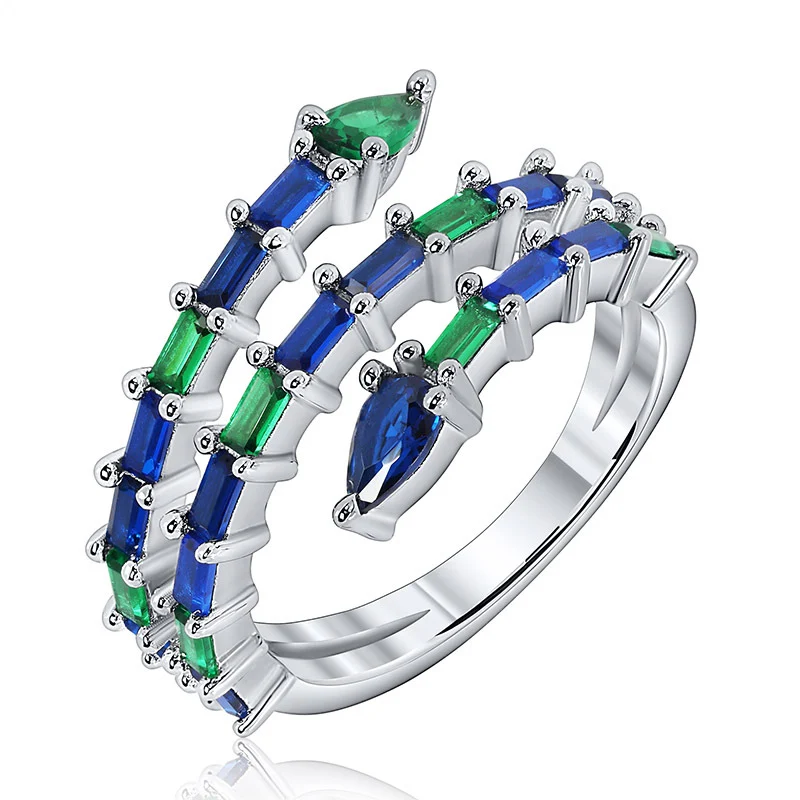 Anel de prata esterlina com zircônia retangular simples colorido. Design elegante e discreto, perfeito para uso diário e adicionar charme sutil. — foto 12