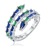 Anel de prata esterlina com zircônia retangular simples colorido. Design elegante e discreto, perfeito para uso diário e adicionar charme sutil. — foto 12