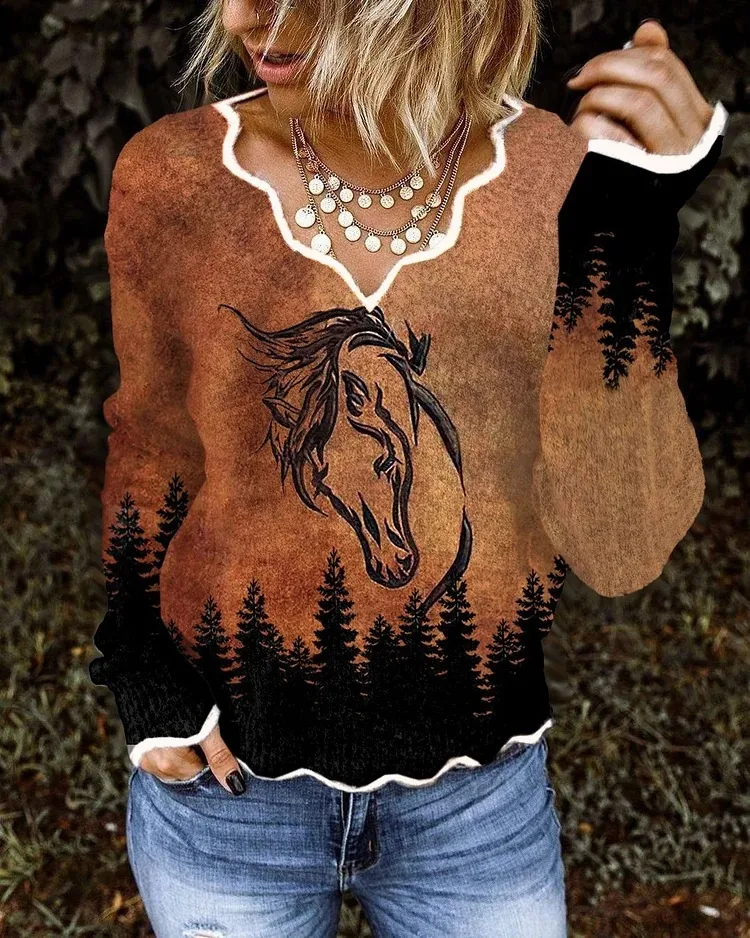 Top estampado 3D com decote ondulado — foto 16