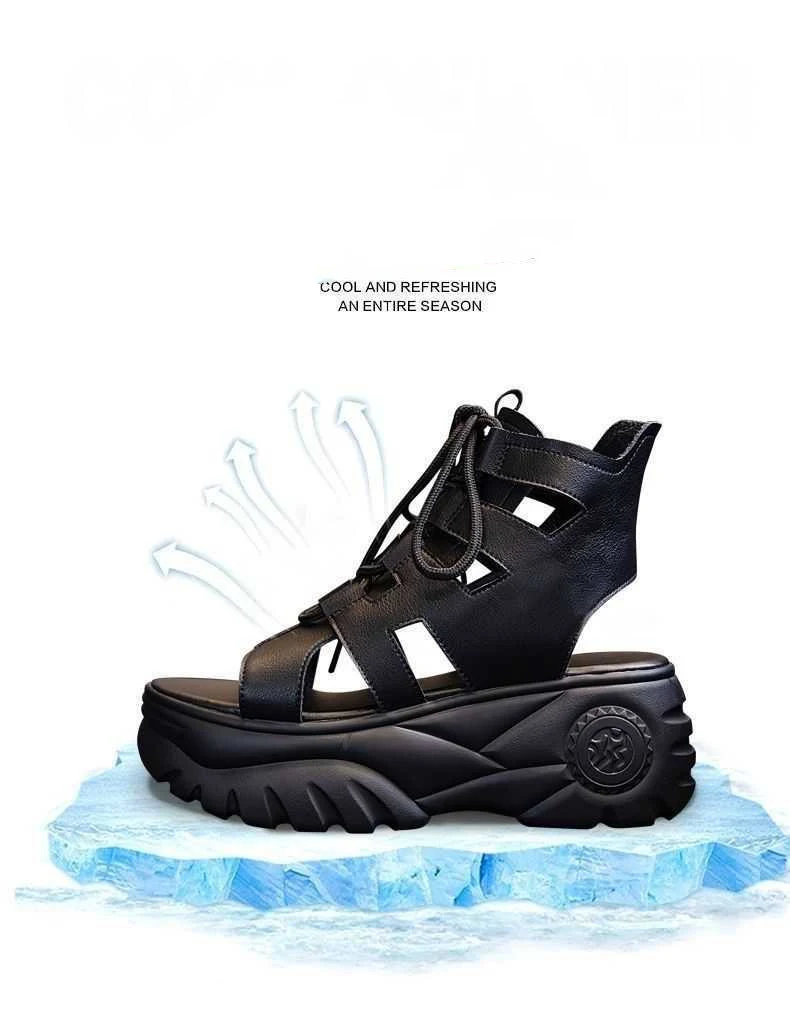 Title 7, Womens Soft Leather Wedge Sandals Platform Com...