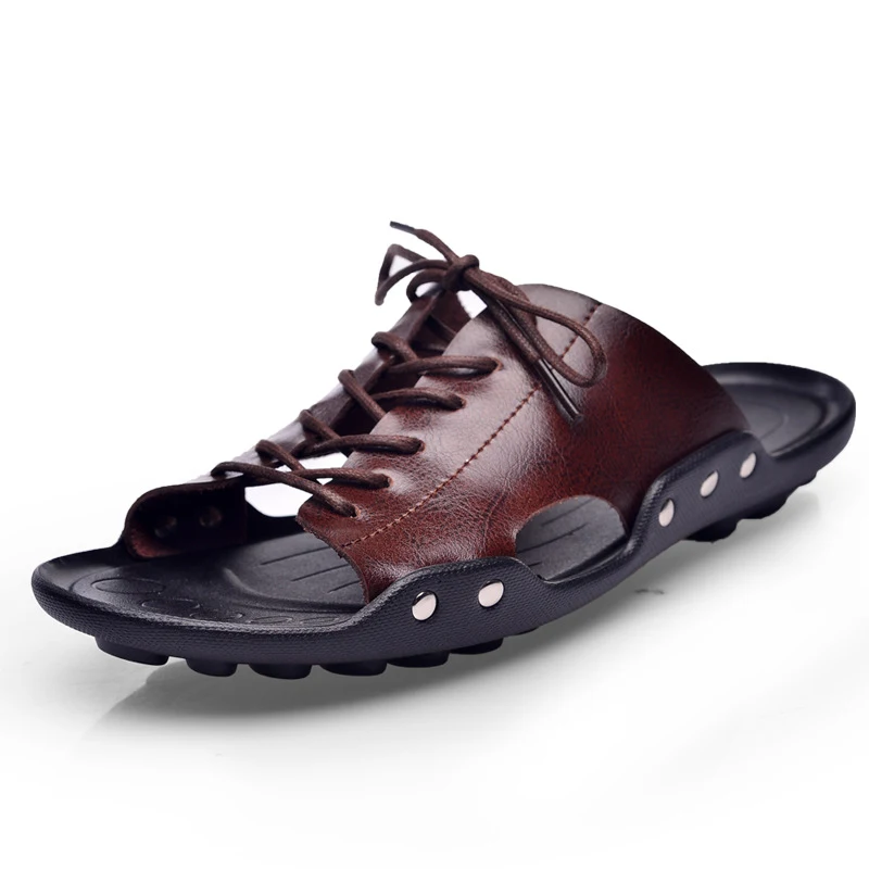 Title 4, Mens Slippers Non-slip Breathable Leather Sand...