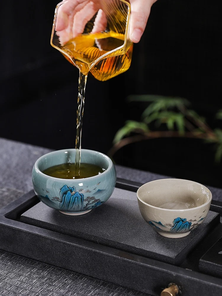 Cultural and Creative National Fashion Ge Kiln Tea Cup Gift Box. Experience the art of tea, an elegant gift for tea love — photo 1