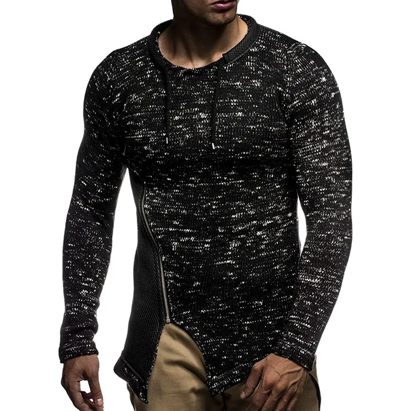 Title 2, Mens Casual Stitching Zipper Knitted Top. A co...