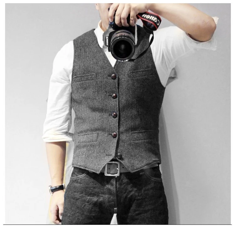 Colete casual vintage de tecido de lã britânica Elegância clássica e conforto excepcional. Ideal para um visual sofisticado e atemporal, perfeito para várias ocasiões. — foto 4